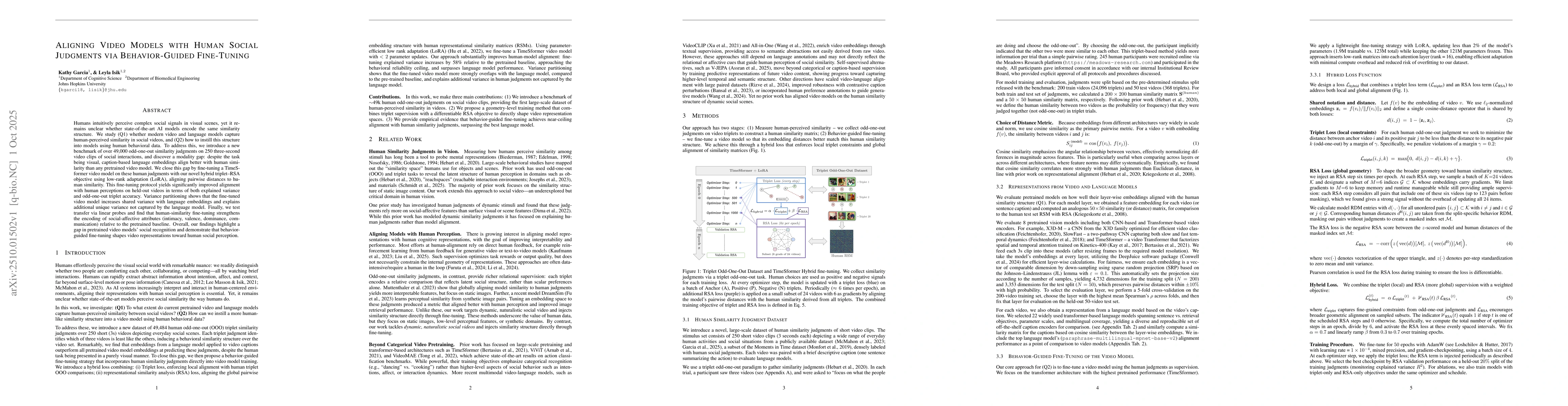 Thumbnail for Aligning Video Models with Human Social Judgments via Behavior-Guided
  Fine-Tuning