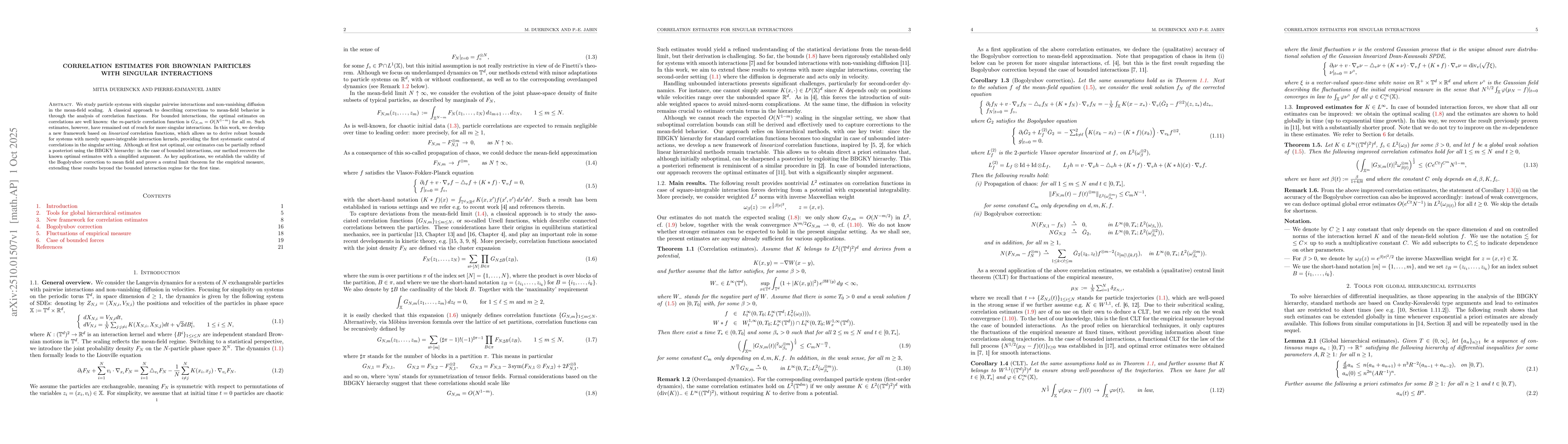 Thumbnail for Correlation estimates for Brownian particles with singular interactions