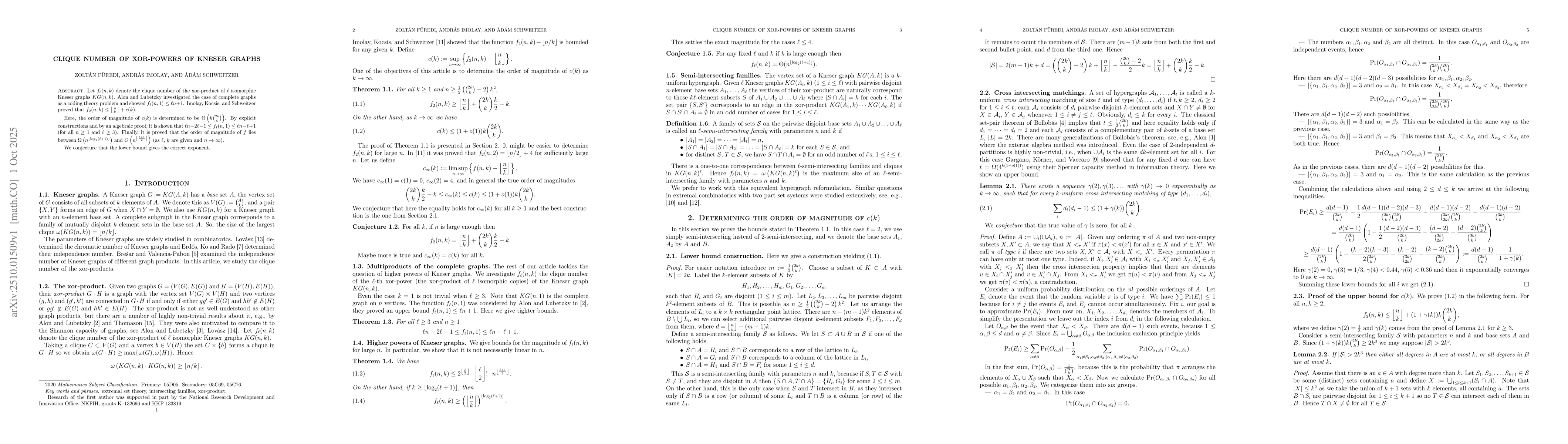 Thumbnail for Clique number of xor-powers of Kneser graphs