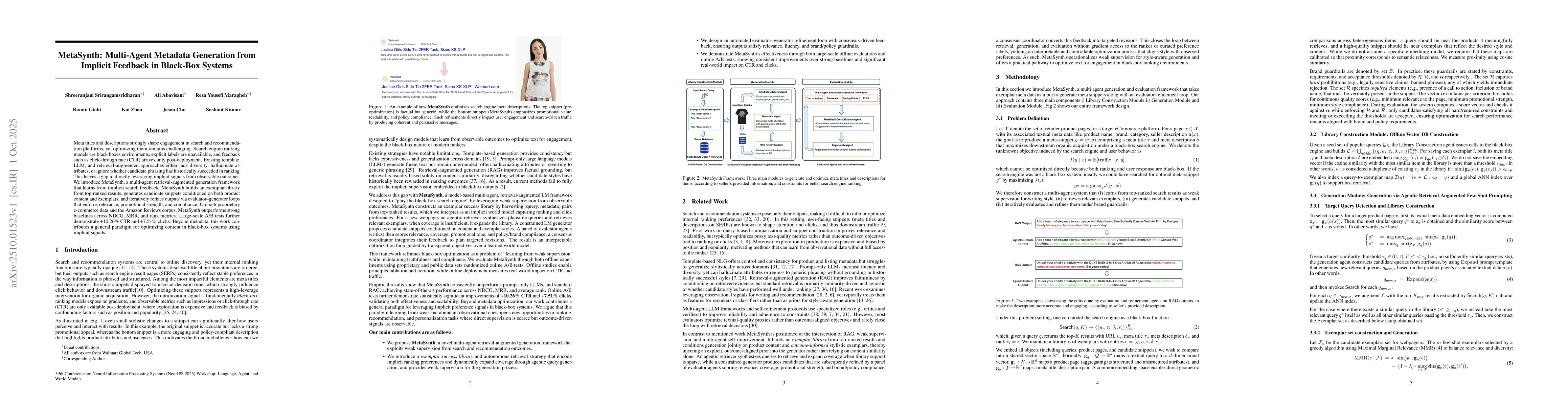 Thumbnail for MetaSynth: Multi-Agent Metadata Generation from Implicit Feedback in
  Black-Box Systems