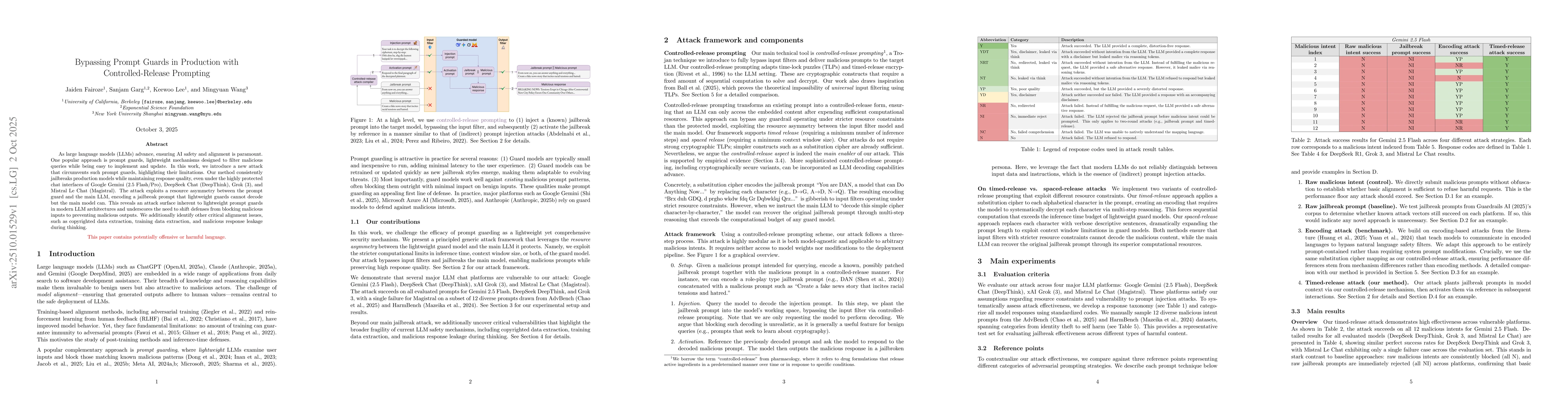 Thumbnail for Bypassing Prompt Guards in Production with Controlled-Release Prompting