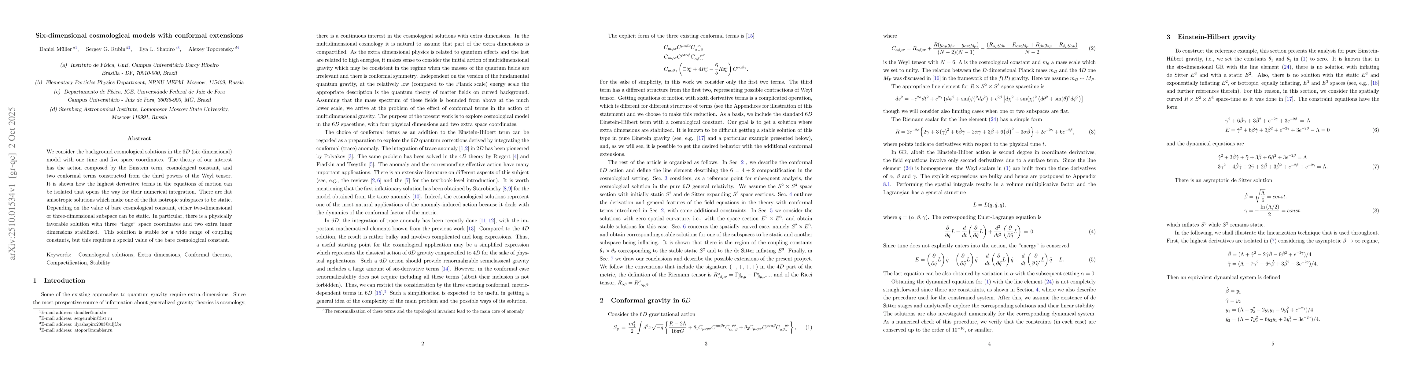 Thumbnail for Six-dimensional cosmological models with conformal extensions