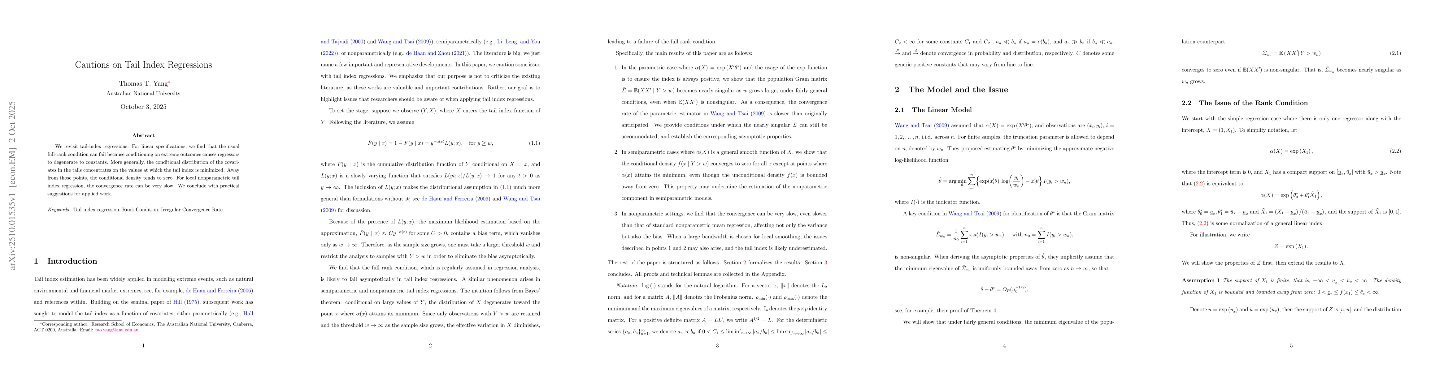 Thumbnail for Cautions on Tail Index Regressions