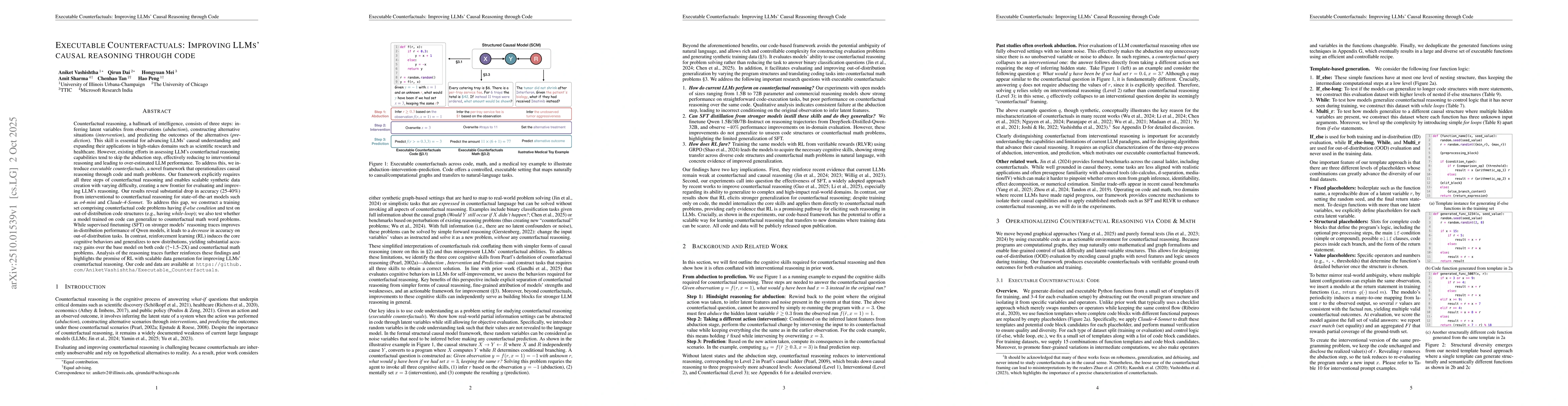 Thumbnail for Executable Counterfactuals: Improving LLMs' Causal Reasoning Through
  Code