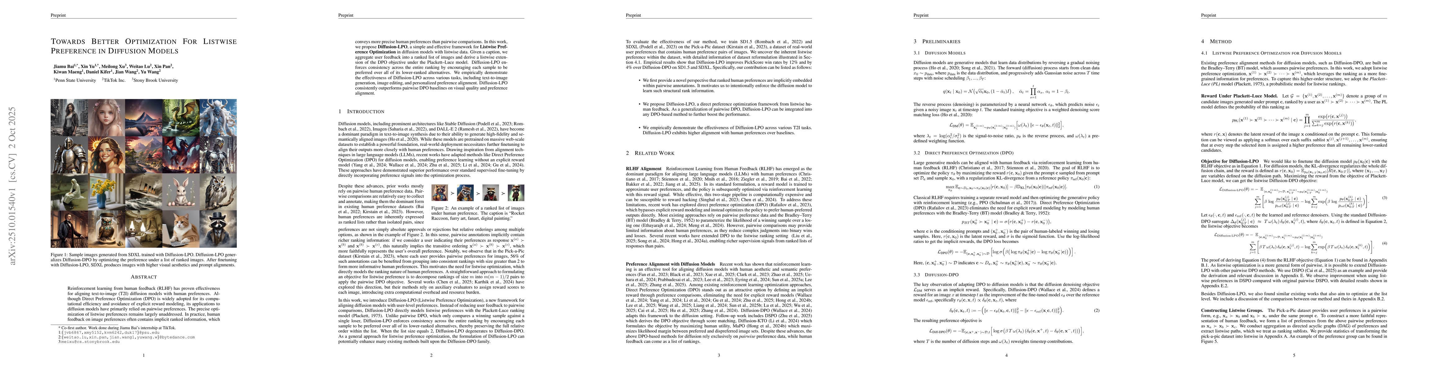 Thumbnail for Towards Better Optimization For Listwise Preference in Diffusion Models