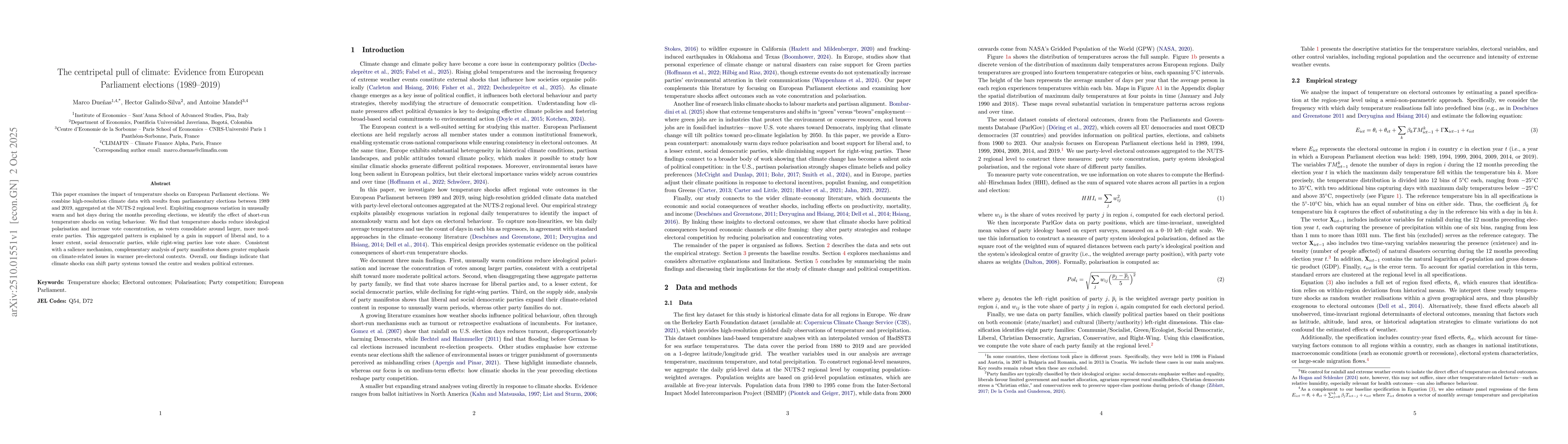 Thumbnail for The centripetal pull of climate: Evidence from European Parliament
  elections (1989-2019)