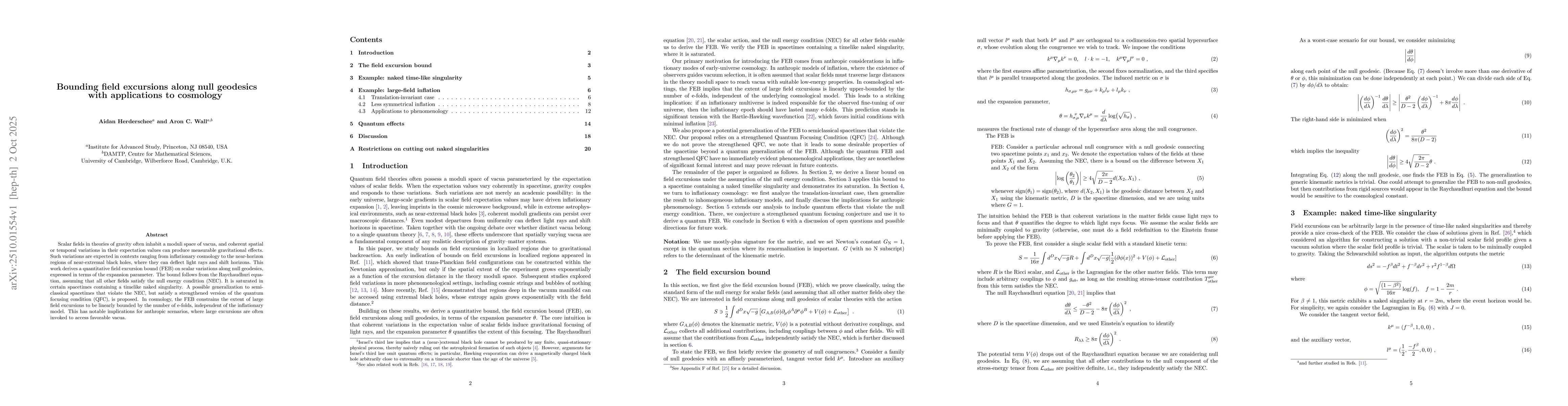 Thumbnail for Bounding field excursions along null geodesics with applications to
  cosmology