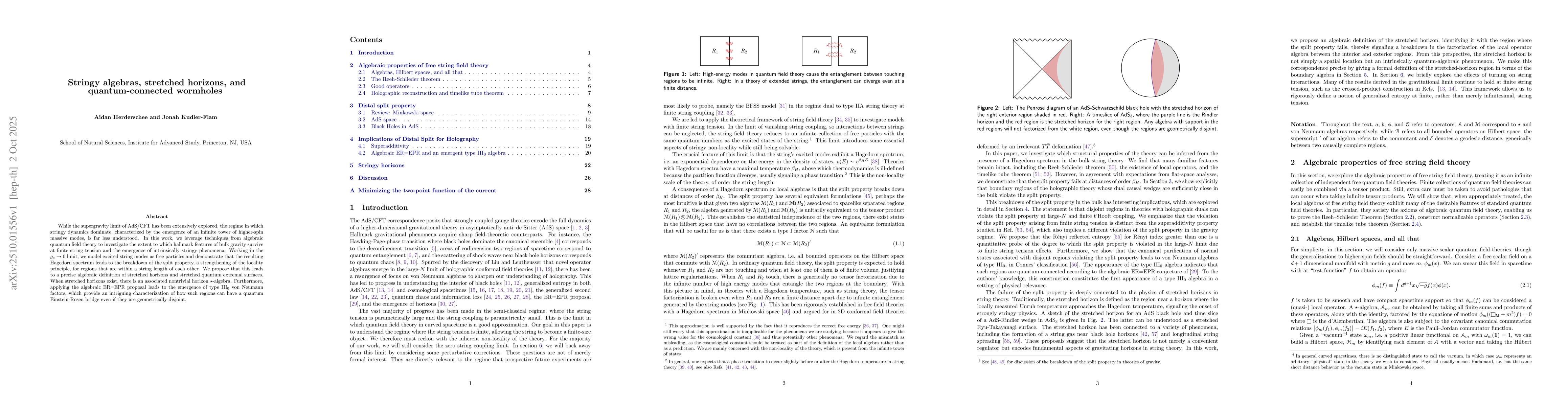 Thumbnail for Stringy algebras, stretched horizons, and quantum-connected wormholes