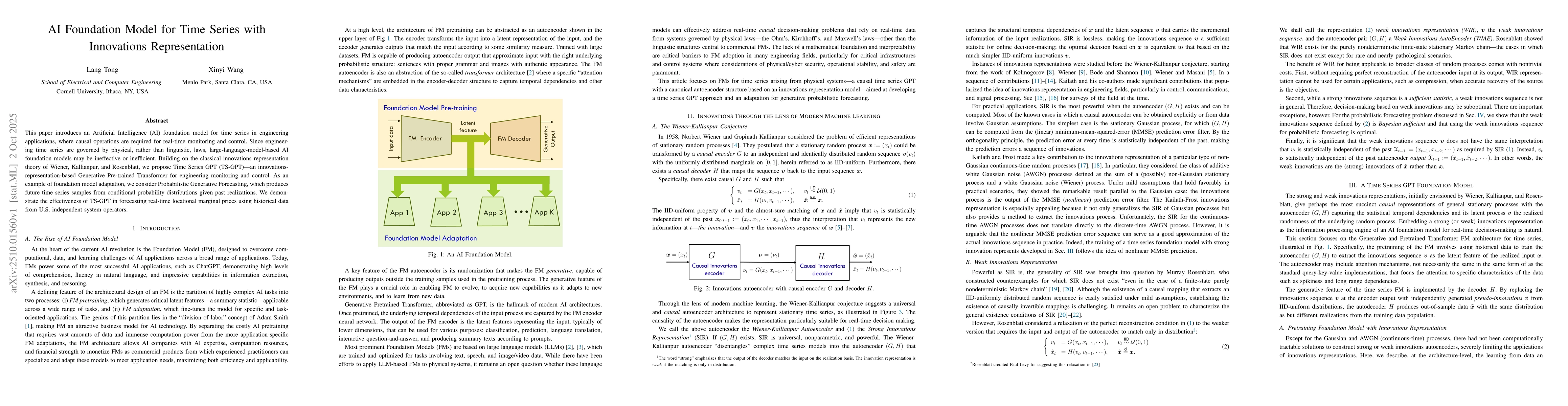 Thumbnail for AI Foundation Model for Time Series with Innovations Representation