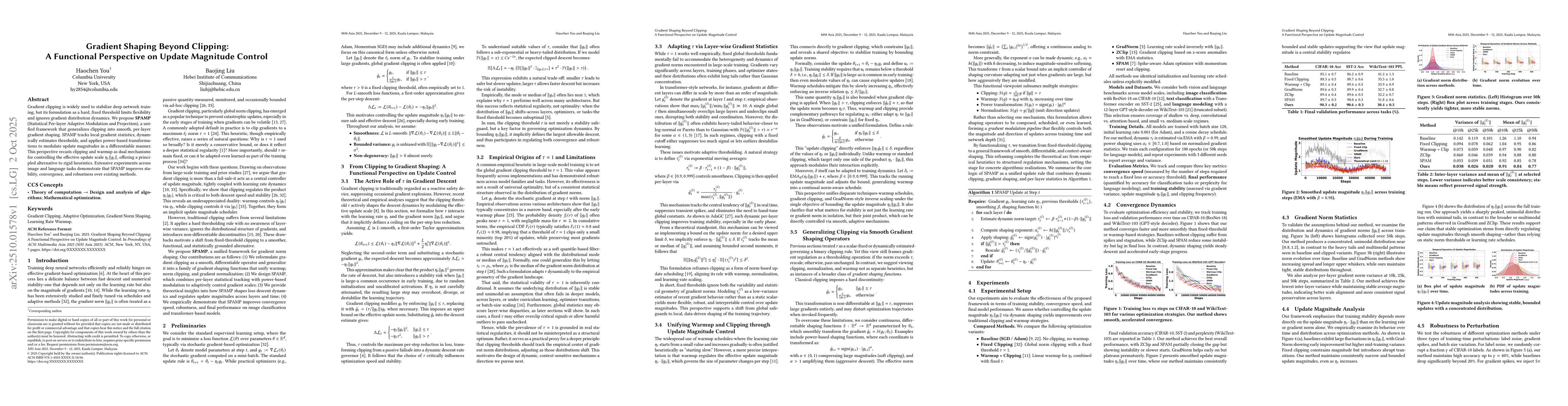Thumbnail for Gradient Shaping Beyond Clipping: A Functional Perspective on Update
  Magnitude Control