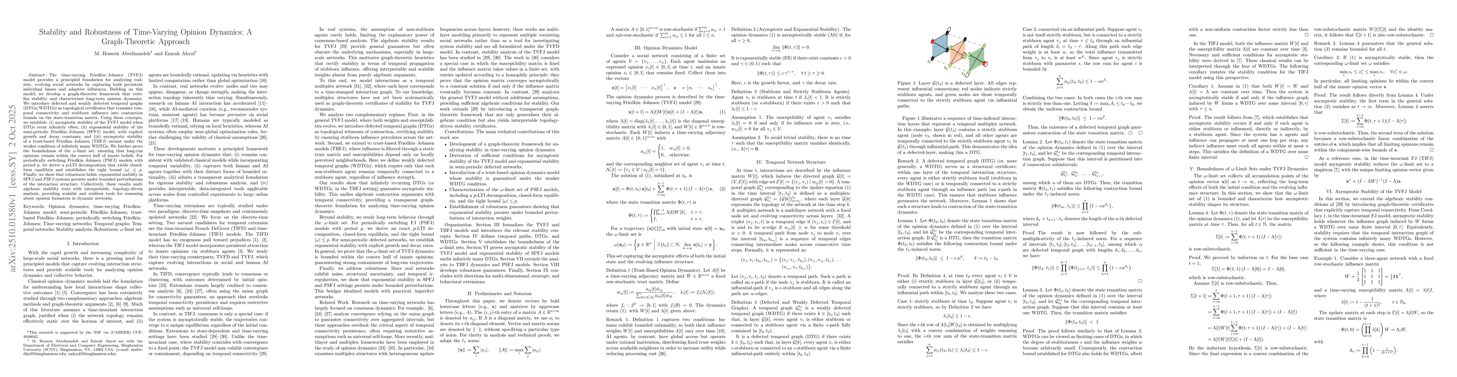 Thumbnail for Stability and Robustness of Time-Varying Opinion Dynamics: A
  Graph-Theoretic Approach