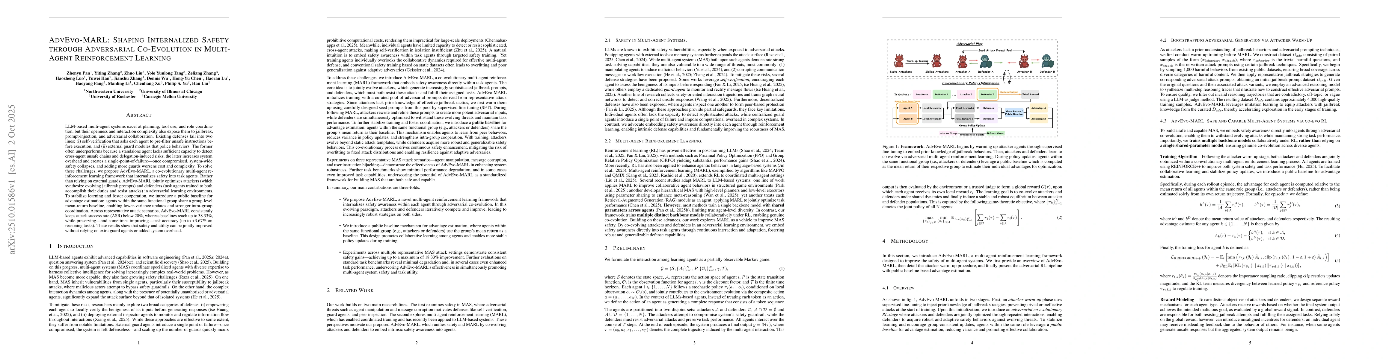 Thumbnail for AdvEvo-MARL: Shaping Internalized Safety through Adversarial
  Co-Evolution in Multi-Agent Reinforcement Learning