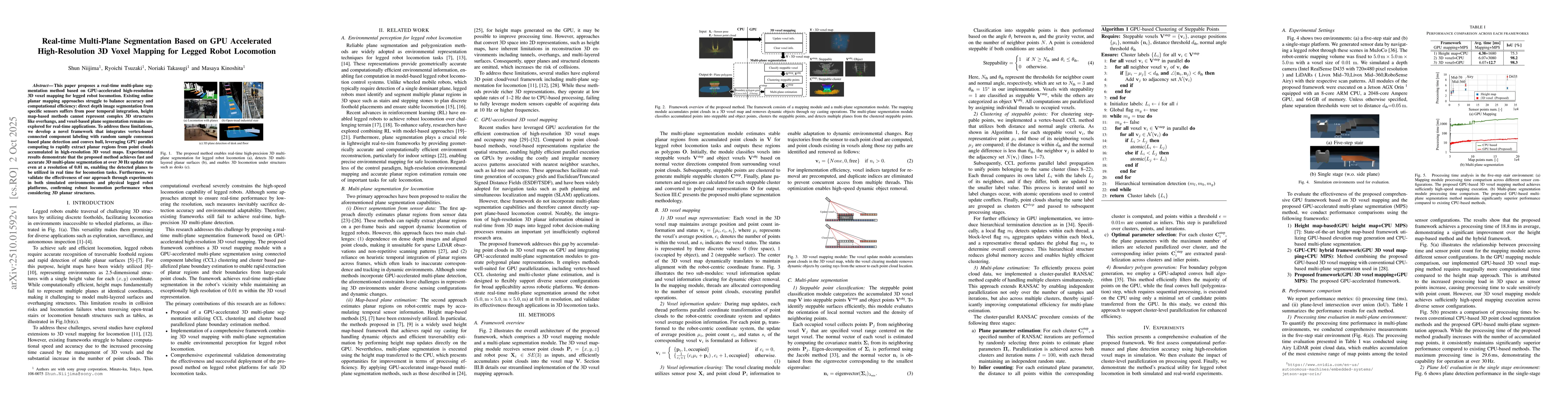 Thumbnail for Real-time Multi-Plane Segmentation Based on GPU Accelerated
  High-Resolution 3D Voxel Mapping for Legged Robot Locomotion