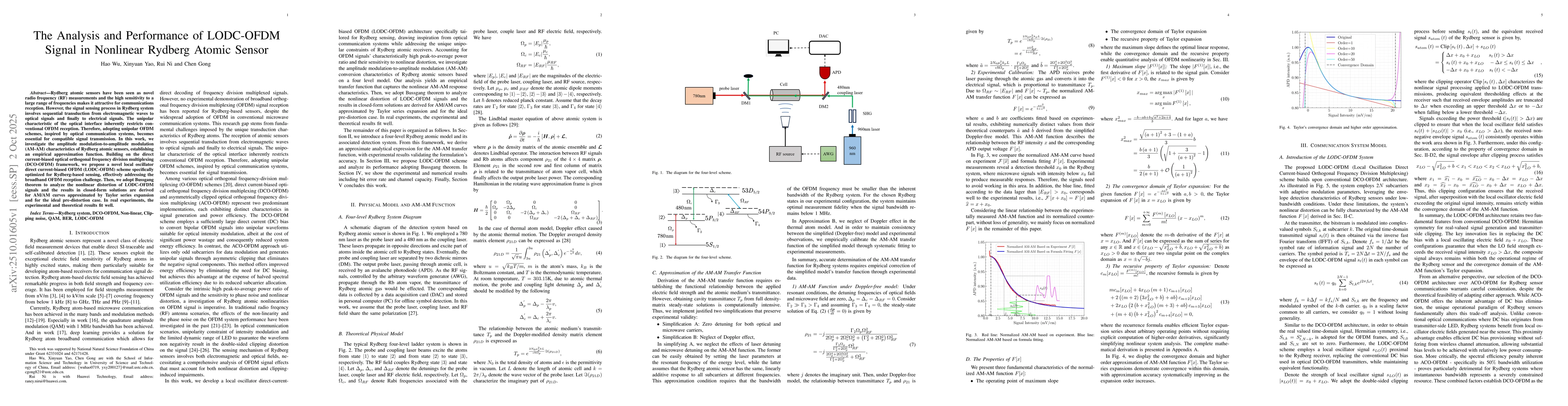Thumbnail for The Analysis and Performance of LODC-OFDM Signal in Nonlinear Rydberg
  Atomic Sensor