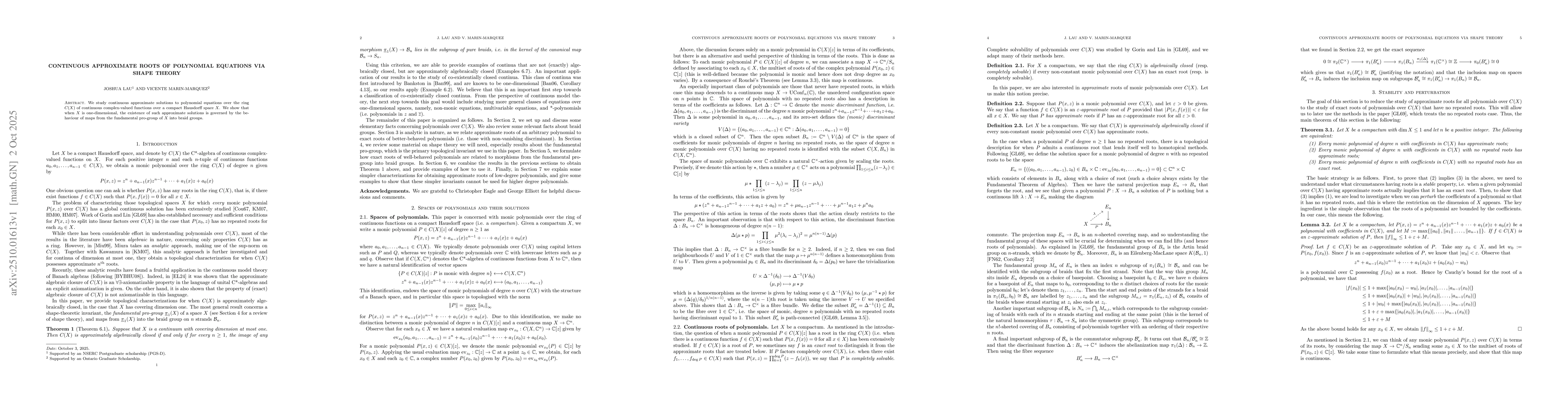 Thumbnail for Continuous approximate roots of polynomial equations via shape theory