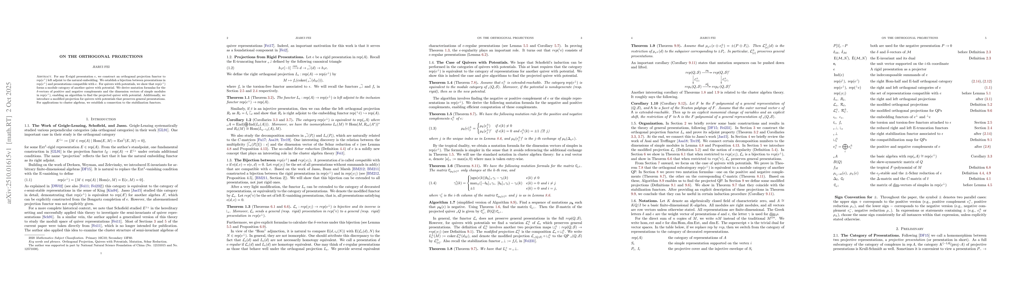 Thumbnail for On the Orthogonal Projections