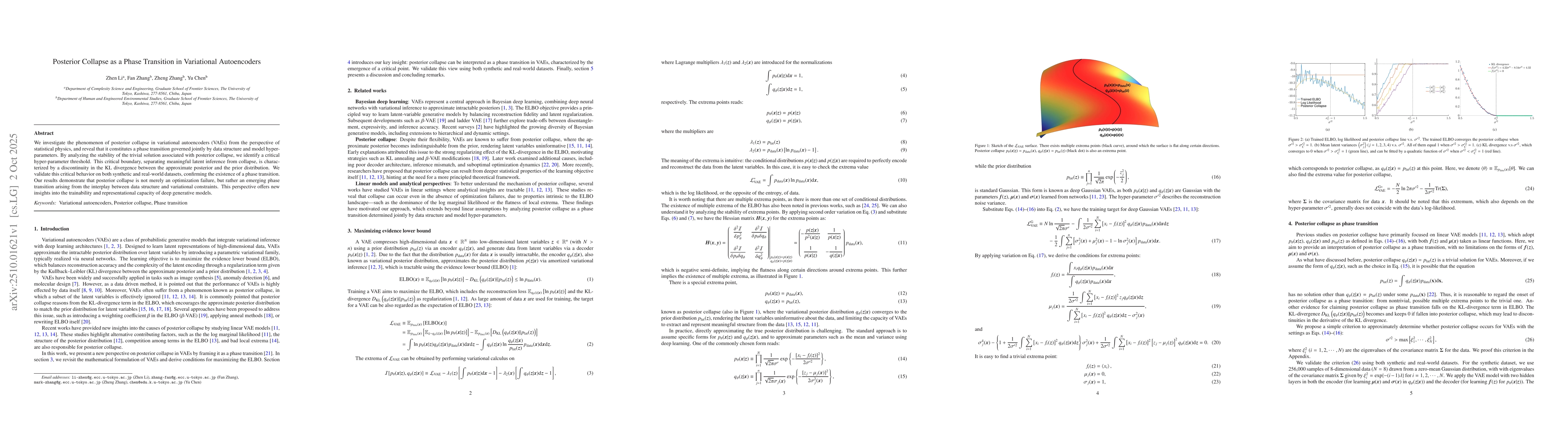 Thumbnail for Posterior Collapse as a Phase Transition in Variational Autoencoders
