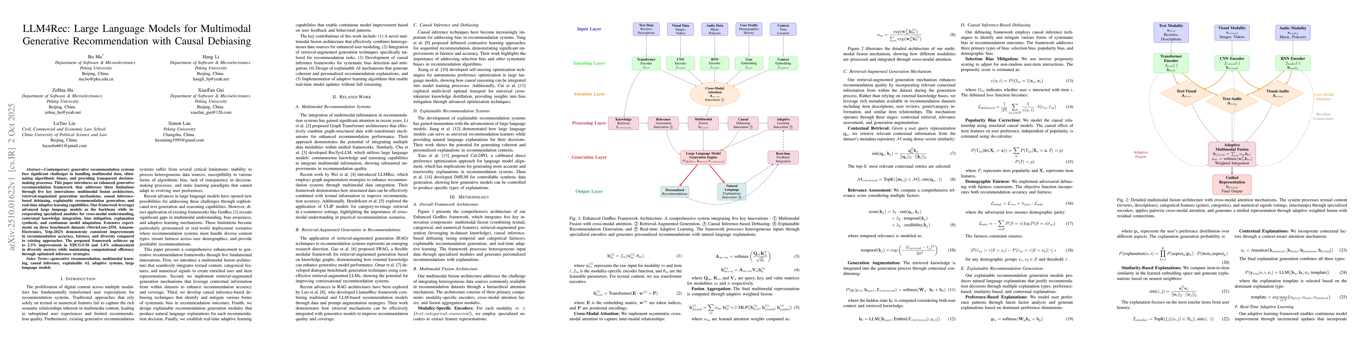 Thumbnail for LLM4Rec: Large Language Models for Multimodal Generative Recommendation
  with Causal Debiasing