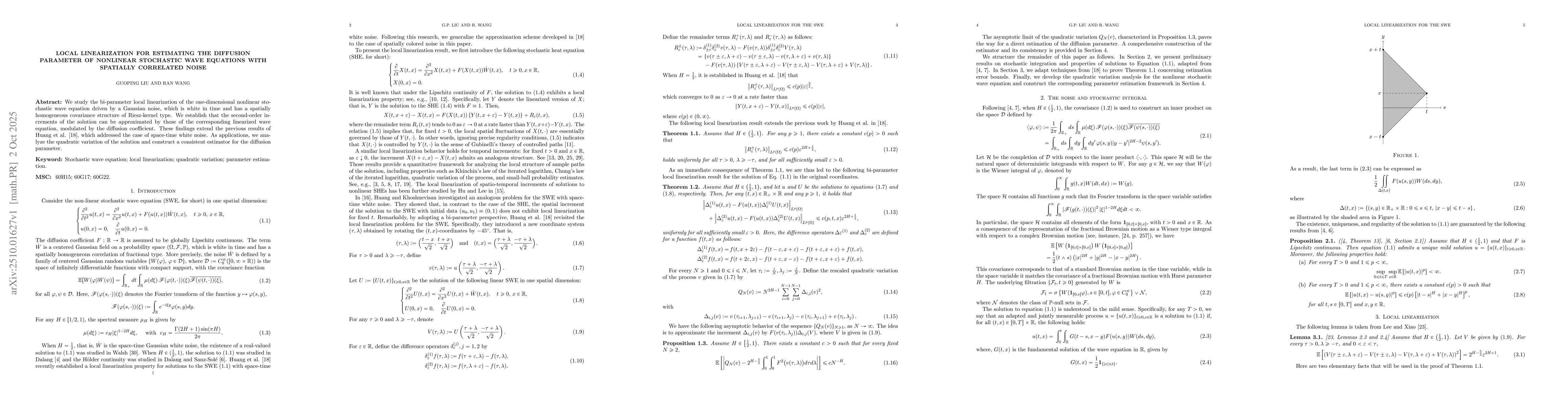 Thumbnail for Local linearization for estimating the diffusion parameter of nonlinear
  stochastic wave equations with spatially correlated noise