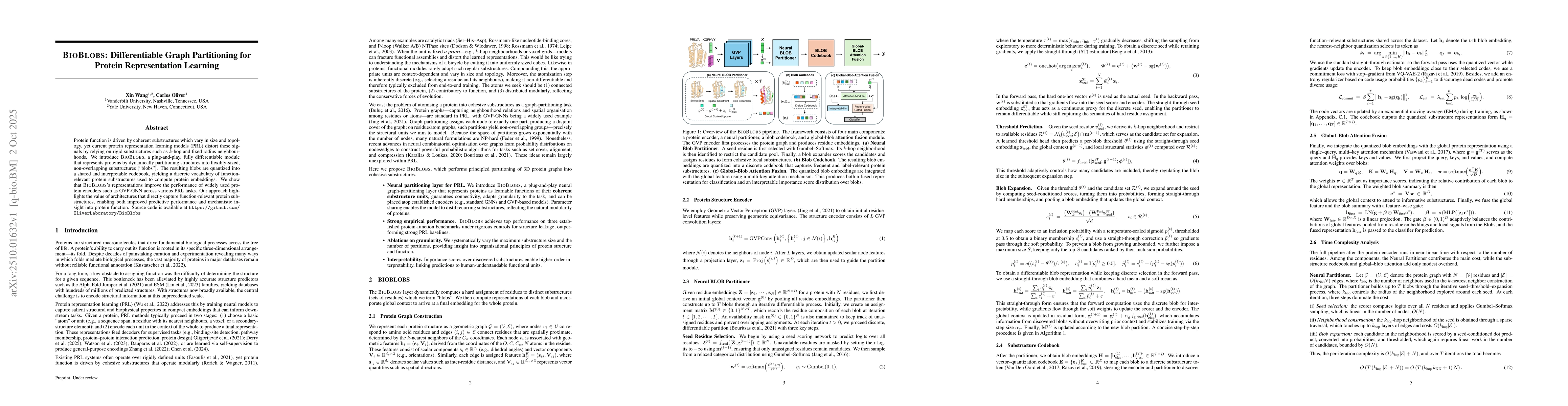 Thumbnail for BioBlobs: Differentiable Graph Partitioning for Protein Representation
  Learning