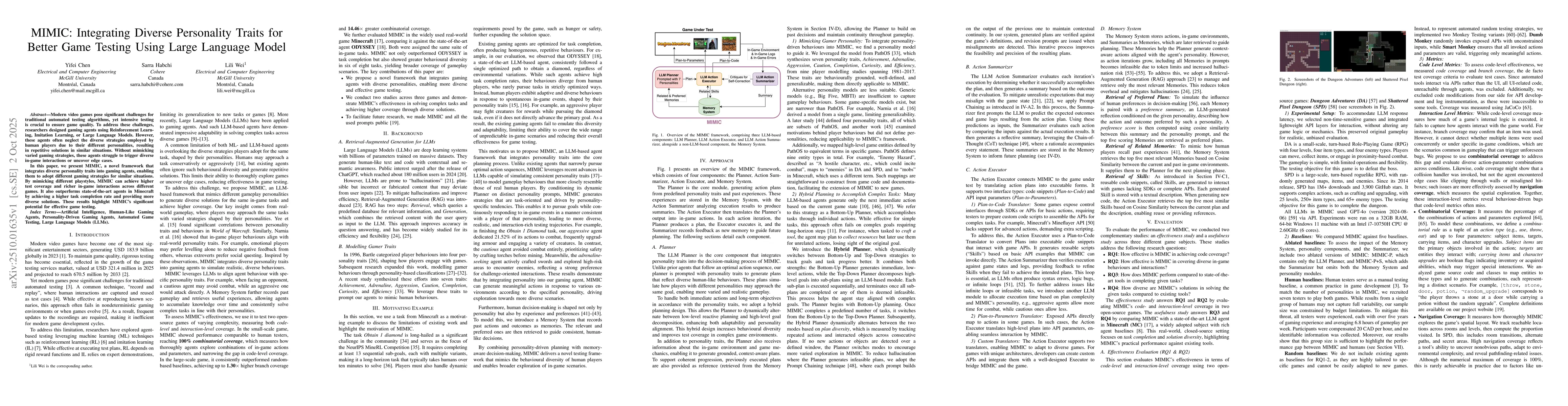 Thumbnail for MIMIC: Integrating Diverse Personality Traits for Better Game Testing
  Using Large Language Model