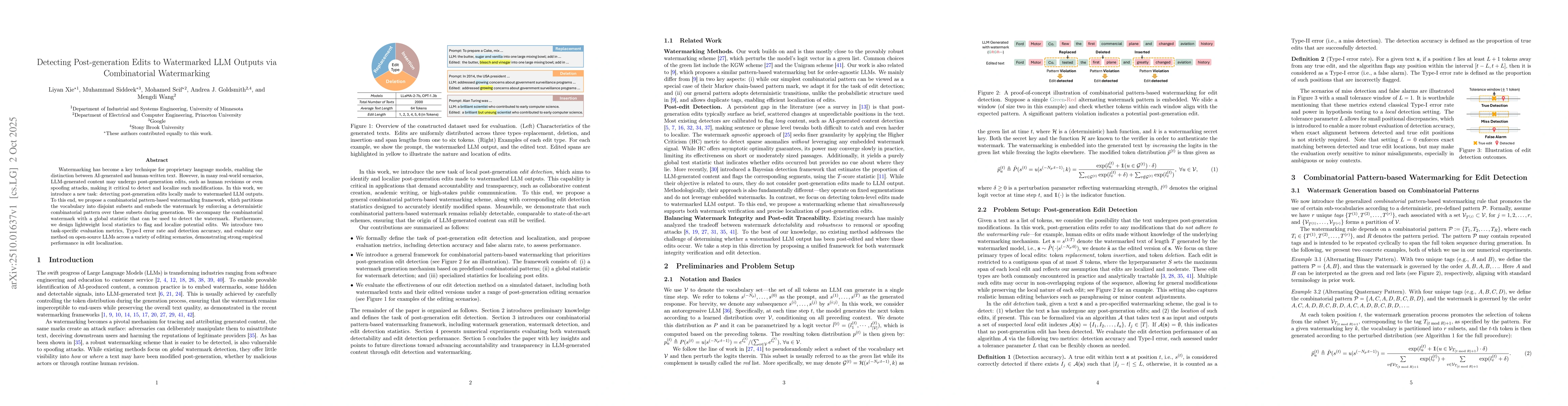 Thumbnail for Detecting Post-generation Edits to Watermarked LLM Outputs via
  Combinatorial Watermarking
