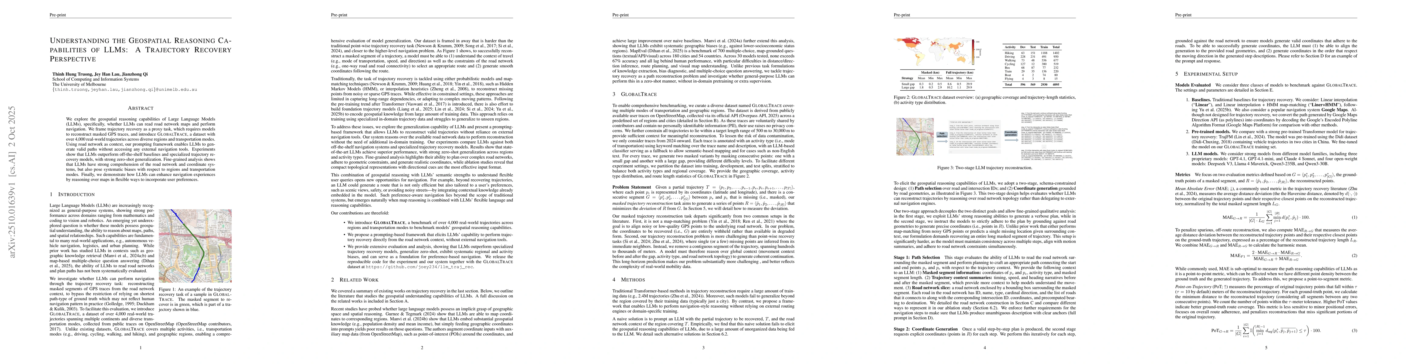 Thumbnail for Understanding the Geospatial Reasoning Capabilities of LLMs: A
  Trajectory Recovery Perspective
