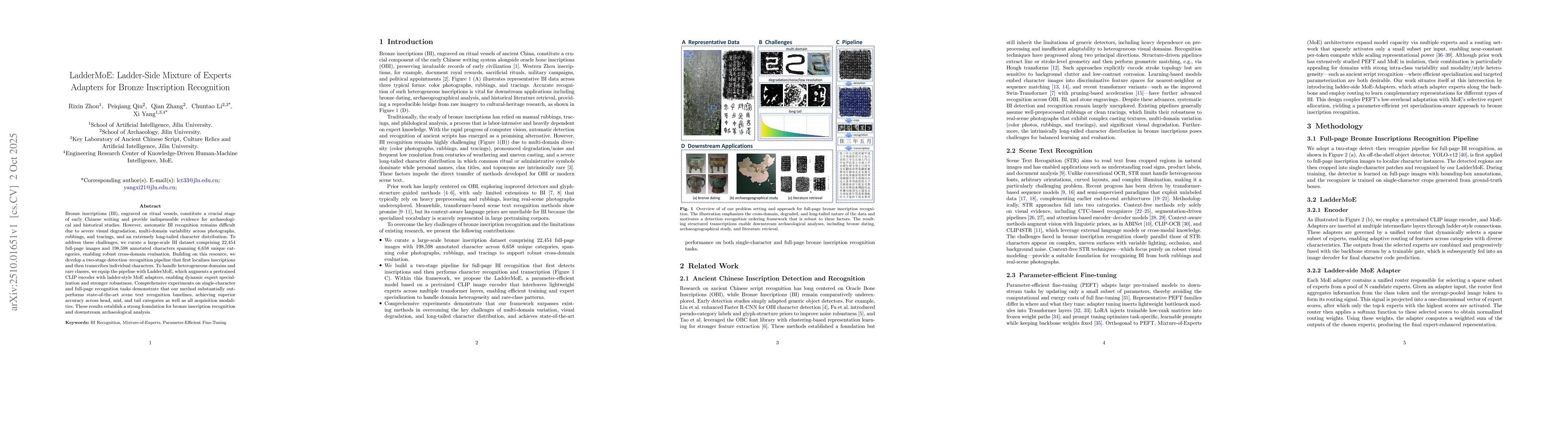 Thumbnail for LadderMoE: Ladder-Side Mixture of Experts Adapters for Bronze
  Inscription Recognition