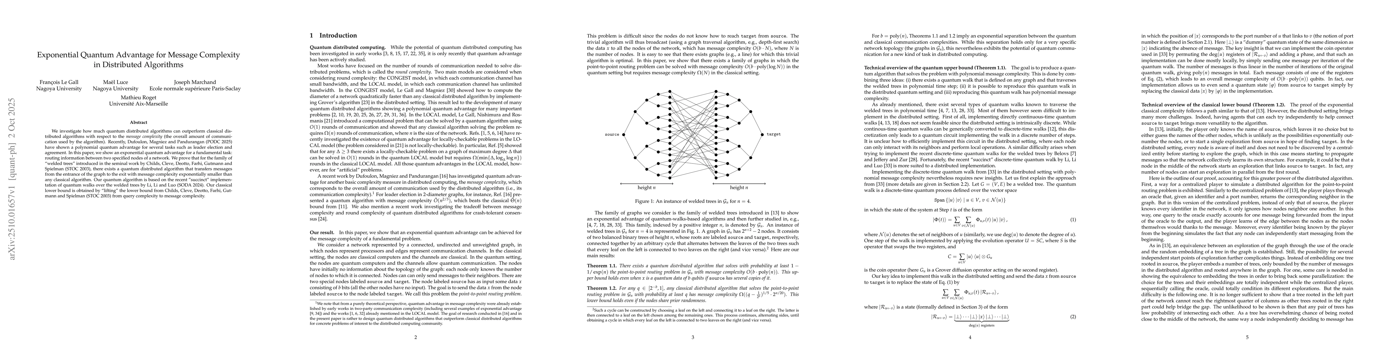 Thumbnail for Exponential Quantum Advantage for Message Complexity in Distributed
  Algorithms