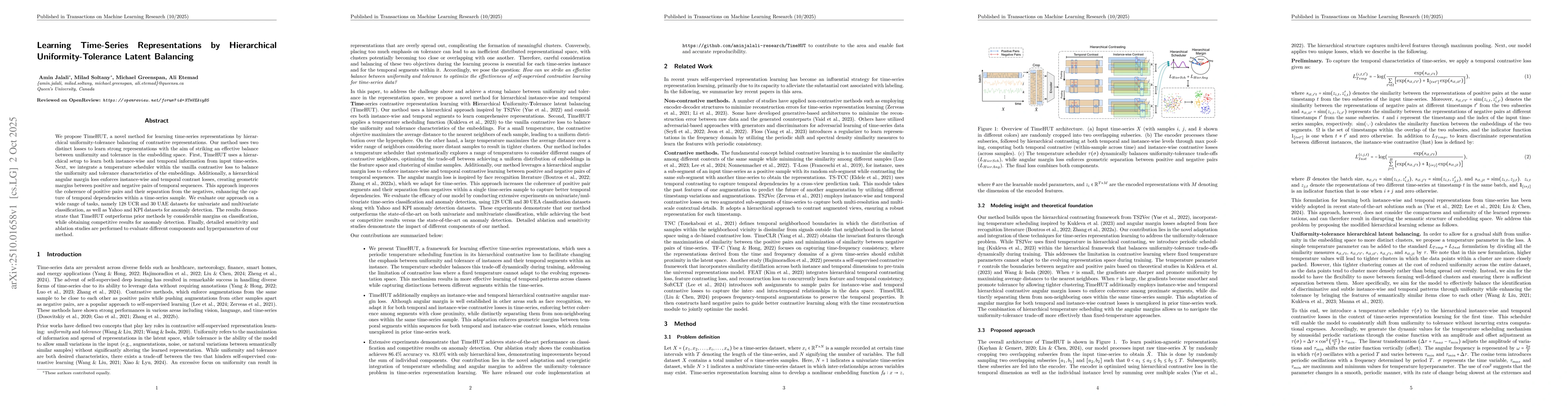 Thumbnail for Learning Time-Series Representations by Hierarchical
  Uniformity-Tolerance Latent Balancing