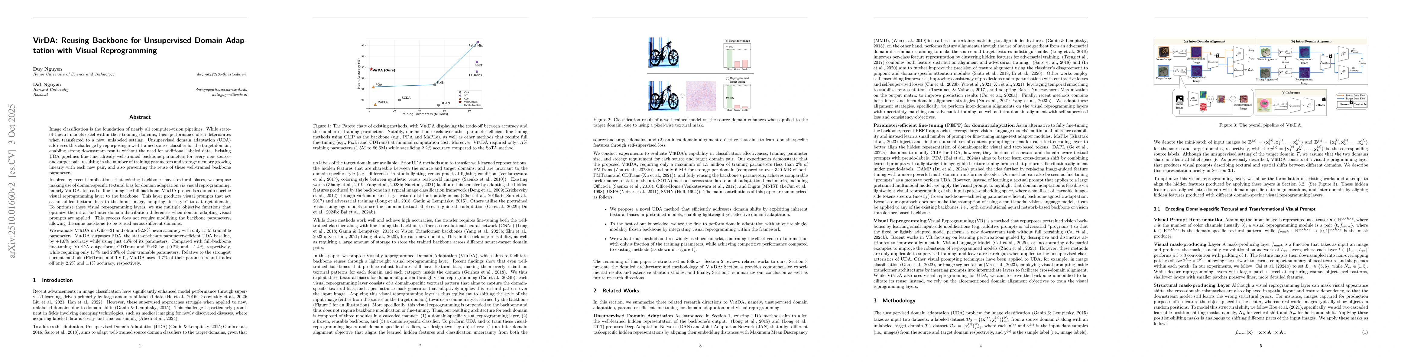 Thumbnail for VirDA: Reusing Backbone for Unsupervised Domain Adaptation with Visual
  Reprogramming
