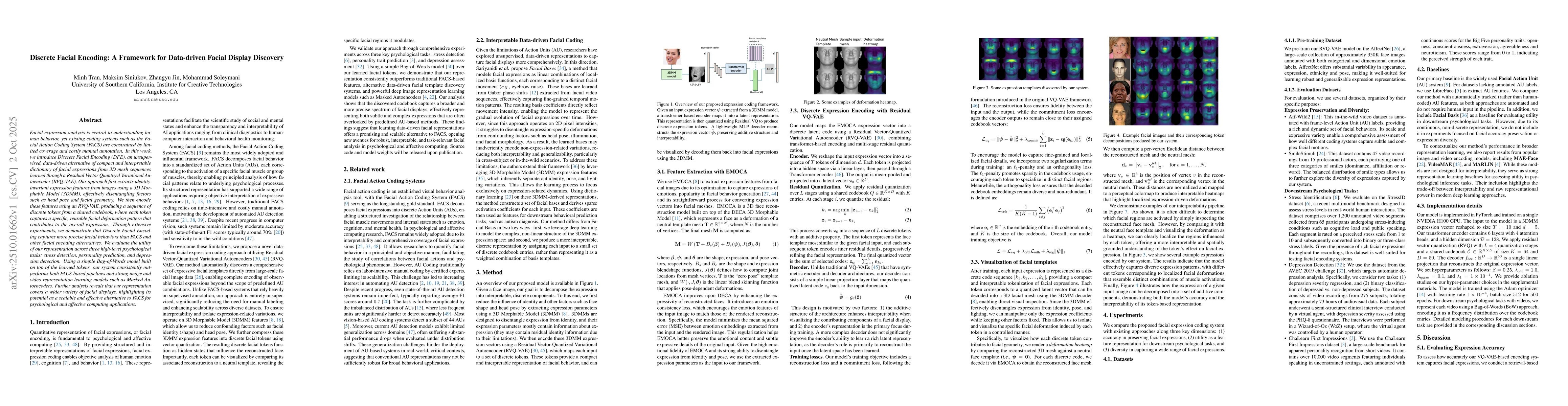 Thumbnail for Discrete Facial Encoding: : A Framework for Data-driven Facial Display
  Discovery