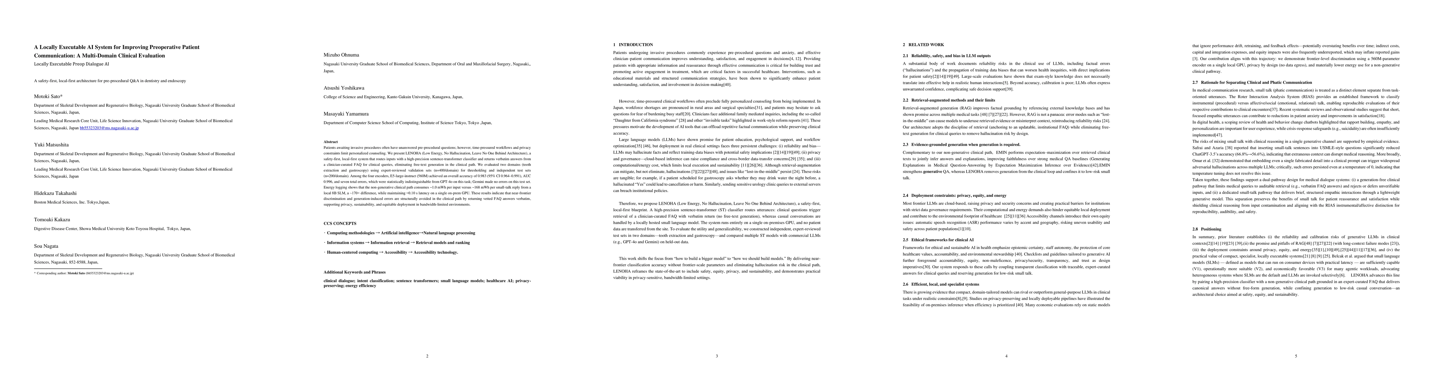 Thumbnail for A Locally Executable AI System for Improving Preoperative Patient
  Communication: A Multi-Domain Clinical Evaluation