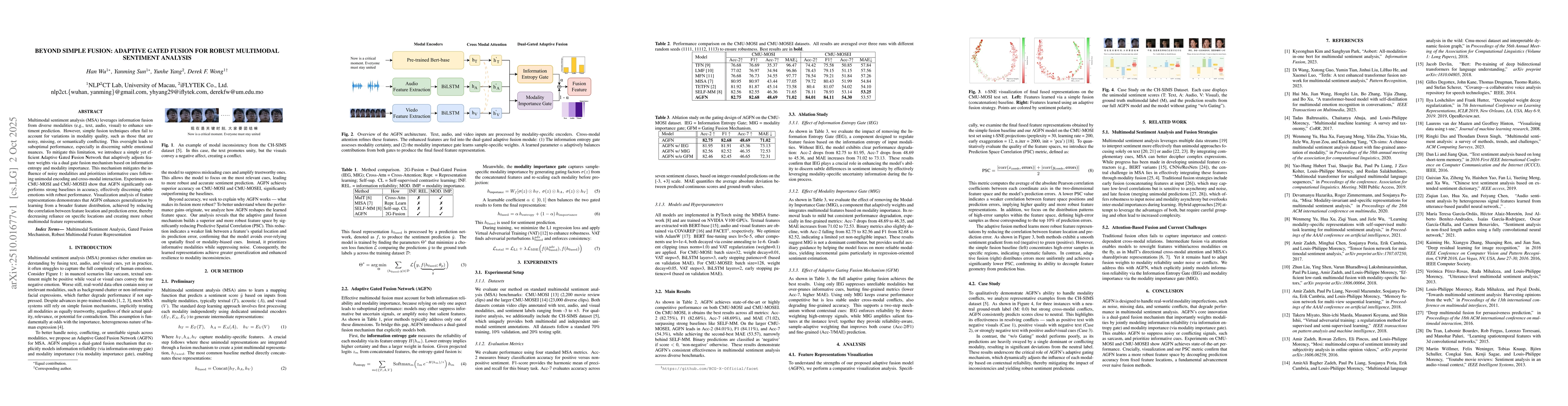 Thumbnail for Beyond Simple Fusion: Adaptive Gated Fusion for Robust Multimodal
  Sentiment Analysis