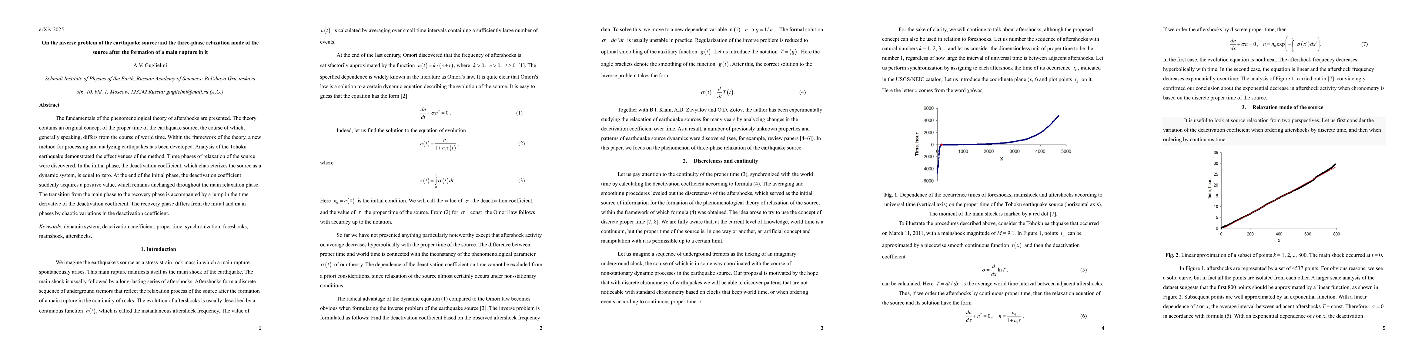 Thumbnail for On the inverse problem of the earthquake source and the three-phase
  relaxation mode of the source after the formation of a main rupture in it