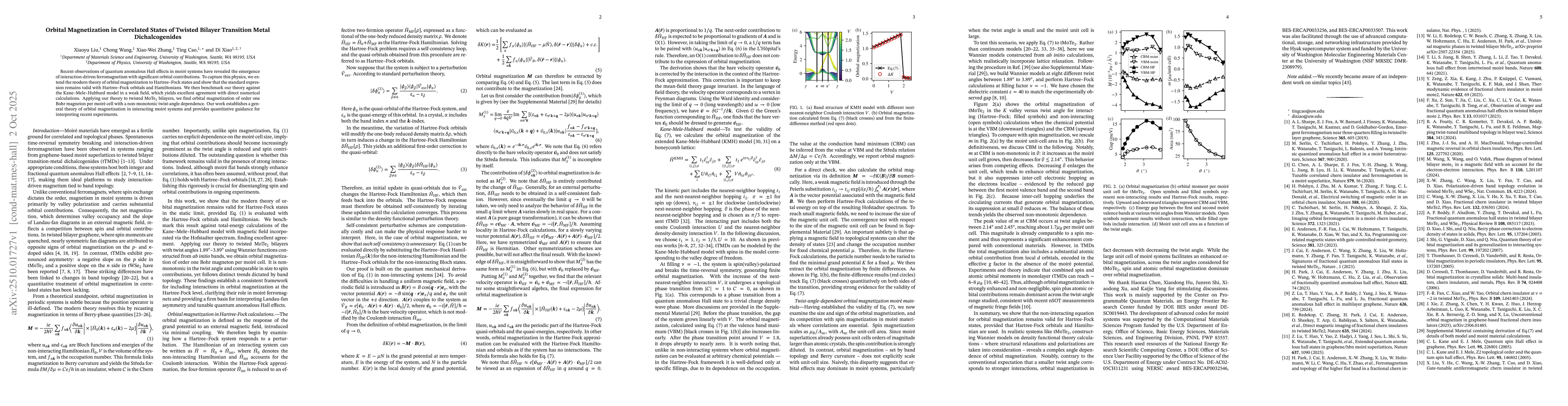 Thumbnail for Orbital Magnetization in Correlated States of Twisted Bilayer Transition
  Metal Dichalcogenides