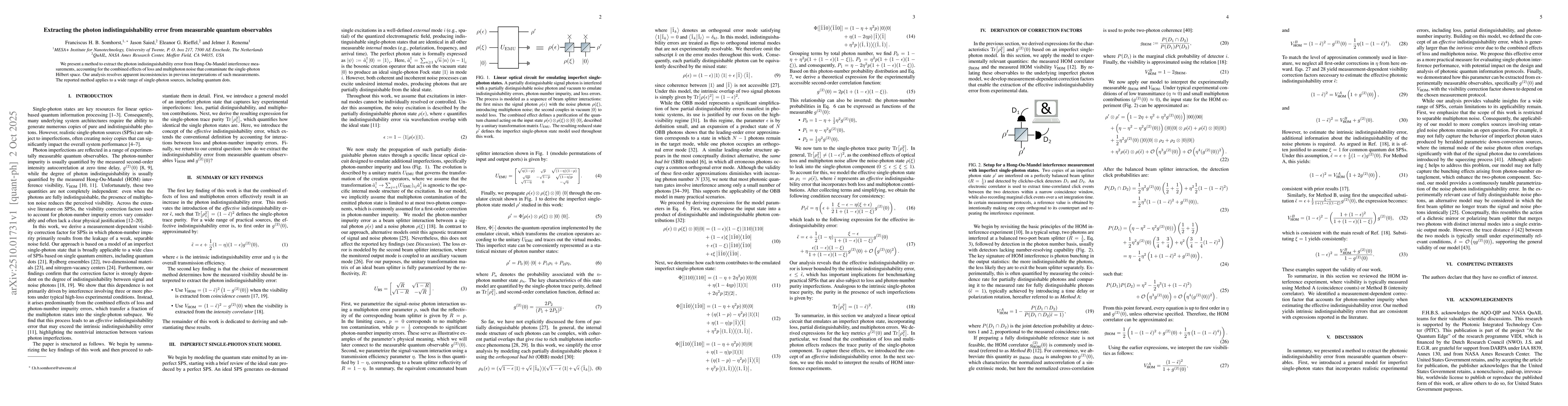Thumbnail for Extracting the photon indistinguishability error from measurable quantum
  observables