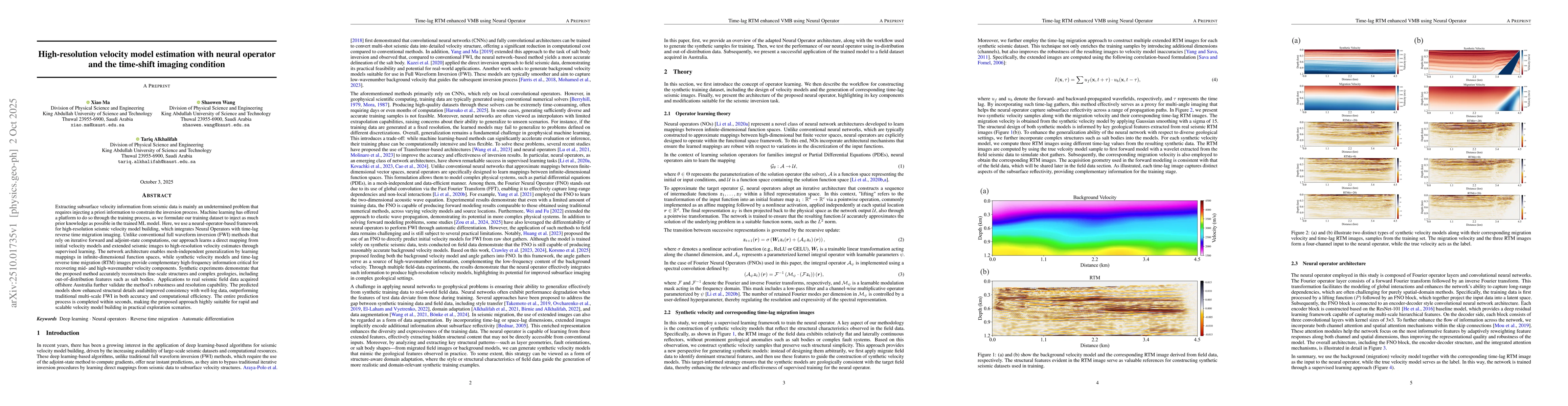 Thumbnail for High-resolution velocity model estimation with neural operator and the
  time-shift imaging condition