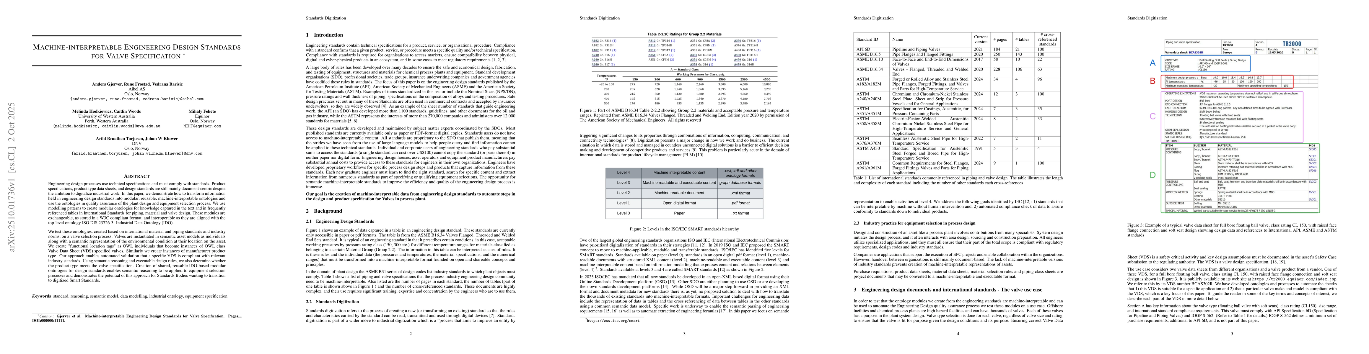 Thumbnail for Machine-interpretable Engineering Design Standards for Valve
  Specification