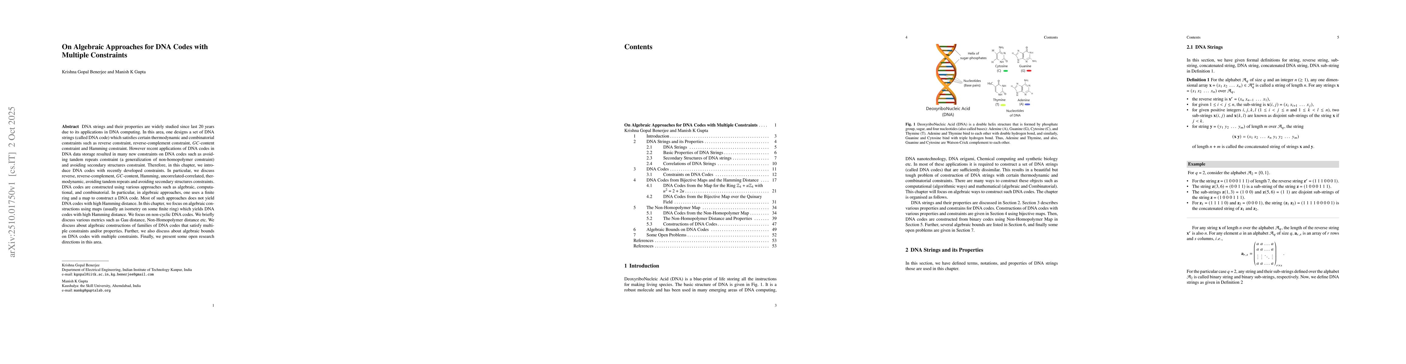 Thumbnail for On Algebraic Approaches for DNA Codes with Multiple Constraints