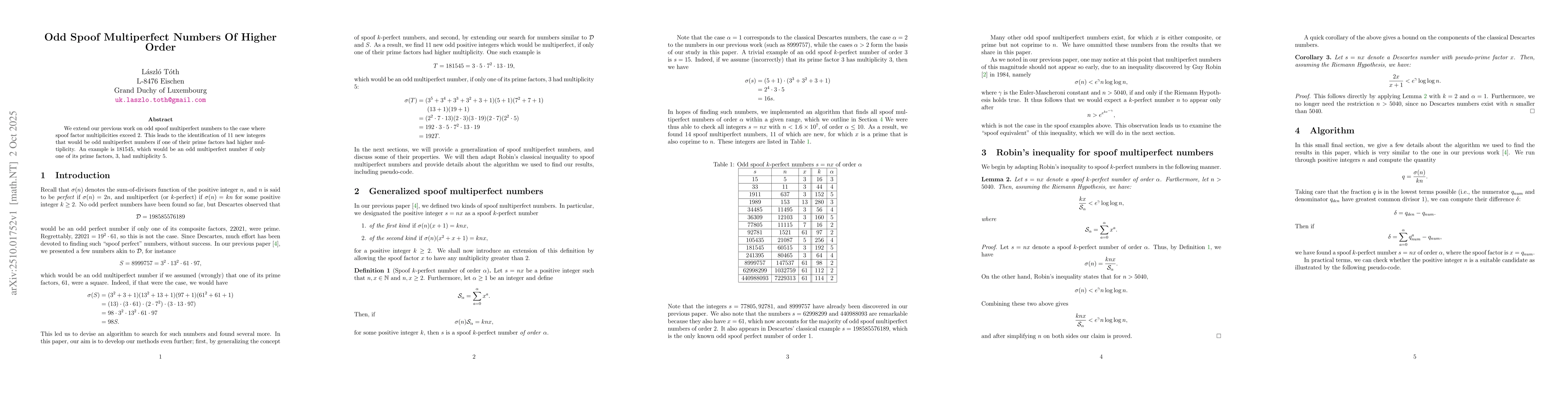 Thumbnail for Odd Spoof Multiperfect Numbers Of Higher Order