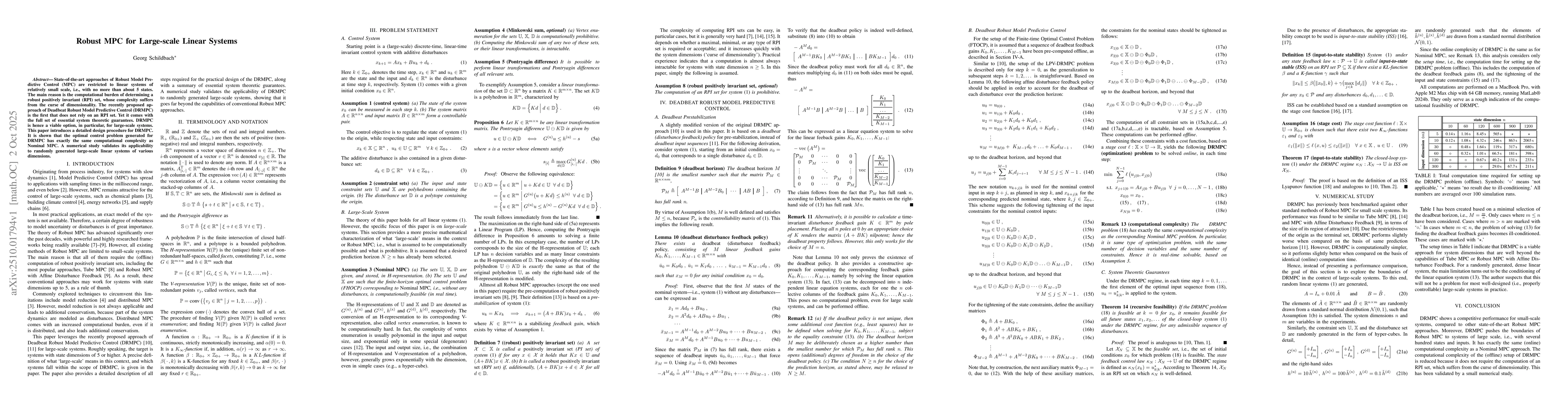 Thumbnail for Robust MPC for Large-scale Linear Systems