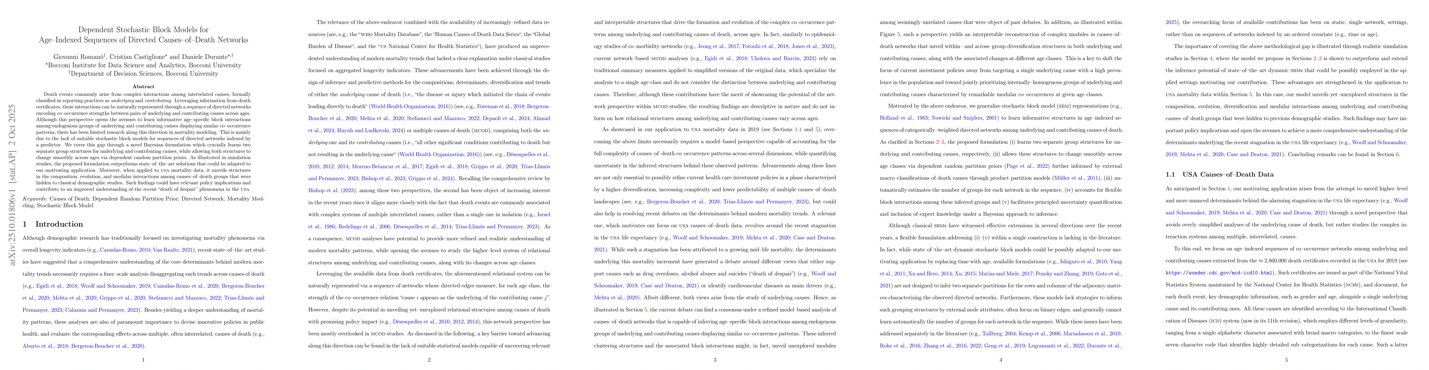 Thumbnail for Dependent stochastic block models for age-indexed sequences of directed
  causes-of-death networks