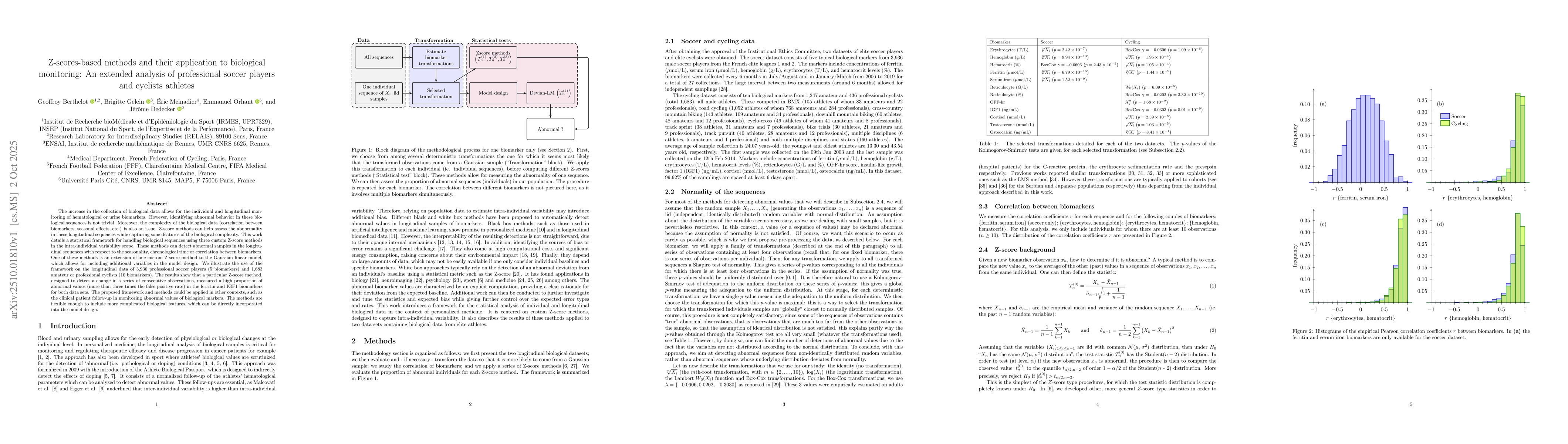 Thumbnail for Z-scores-based methods and their application to biological monitoring:
  An extended analysis of professional soccer players and cyclists athletes