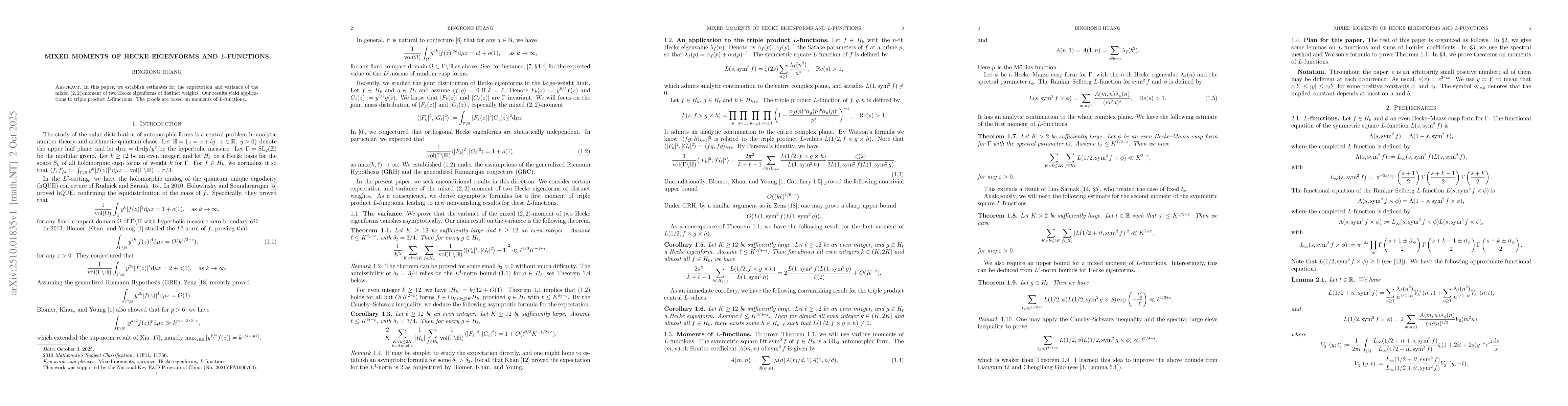 Thumbnail for Mixed moments of Hecke eigenforms and $L$-functions