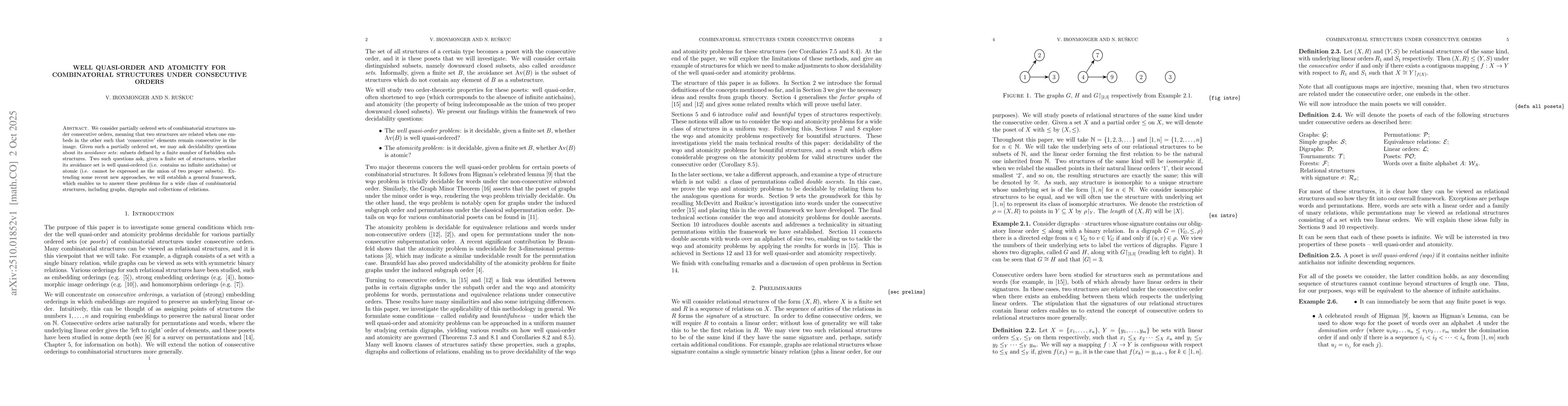 Thumbnail for Well quasi-order and atomicity for combinatorial structures under
  consecutive orders