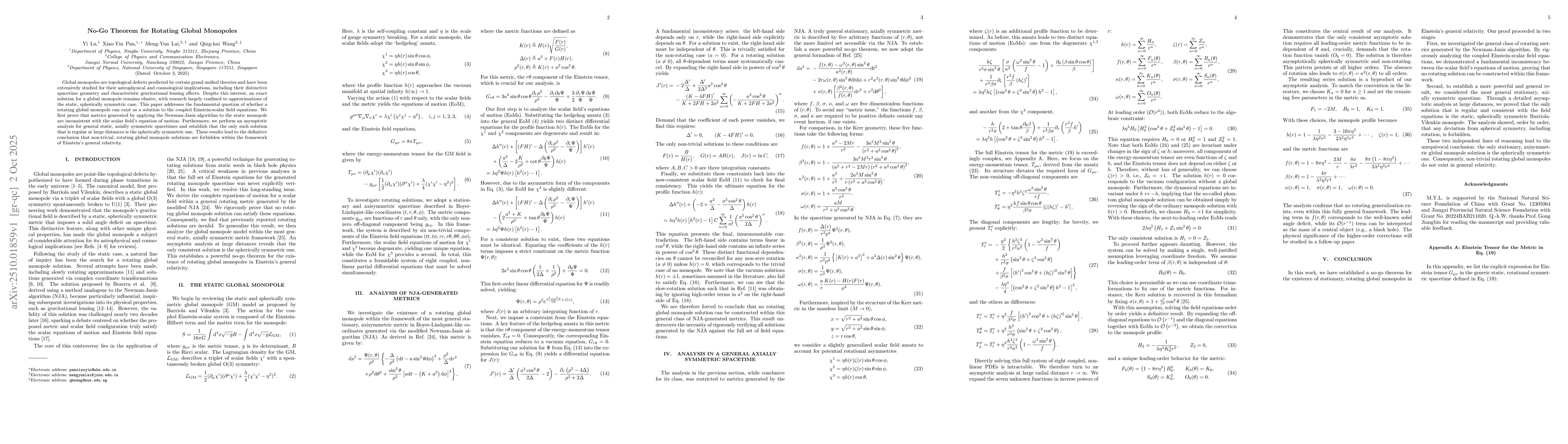Thumbnail for No-Go Theorem for Rotating Global Monopoles