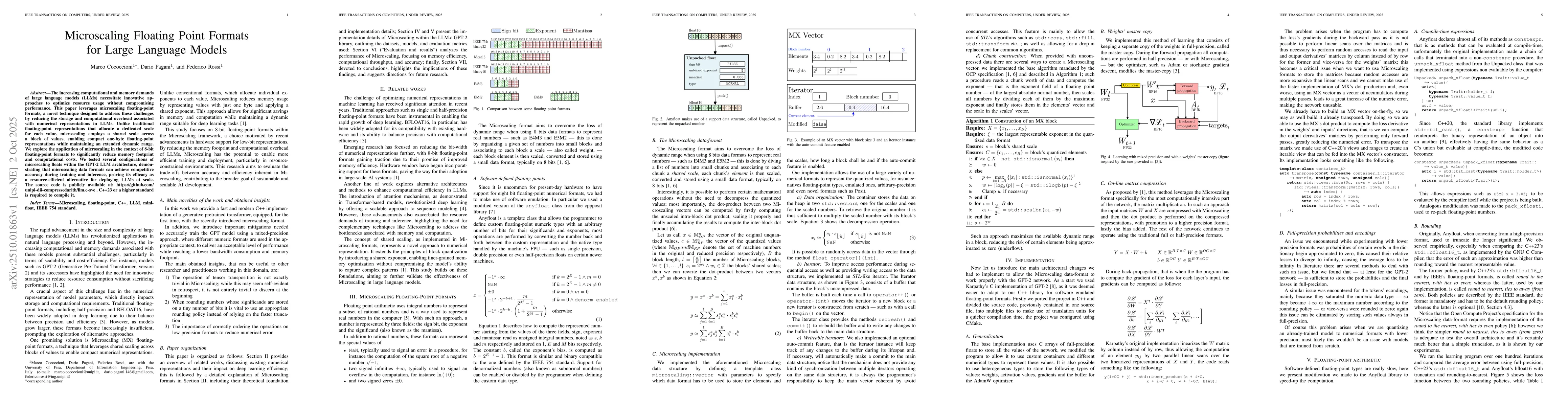 Thumbnail for Microscaling Floating Point Formats for Large Language Models