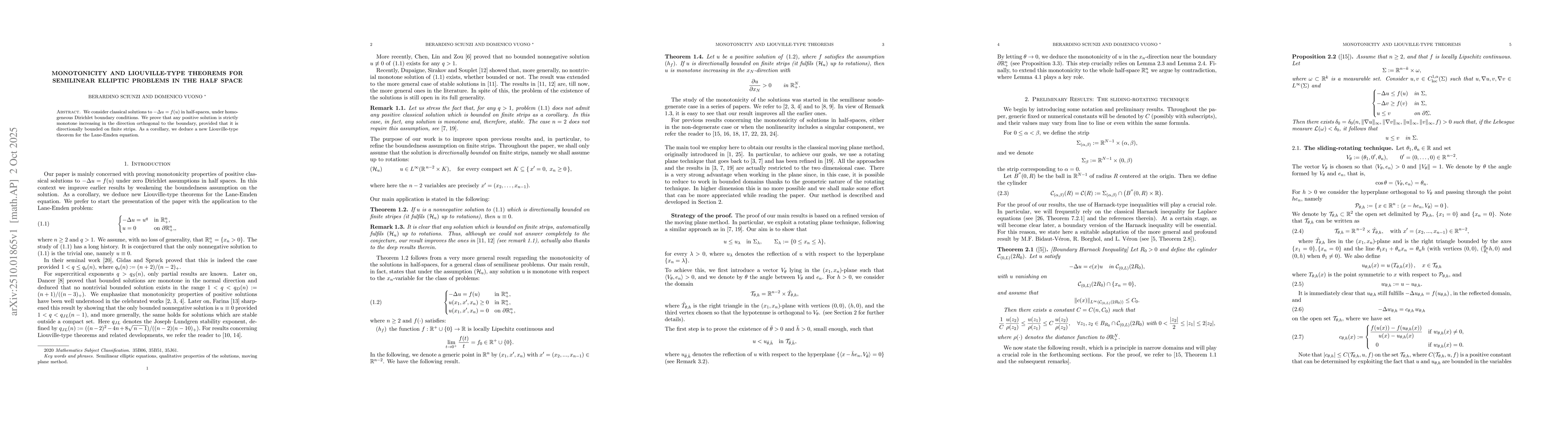 Thumbnail for Monotonicity and Liouville-type theorems for semilinear elliptic
  problems in the half space