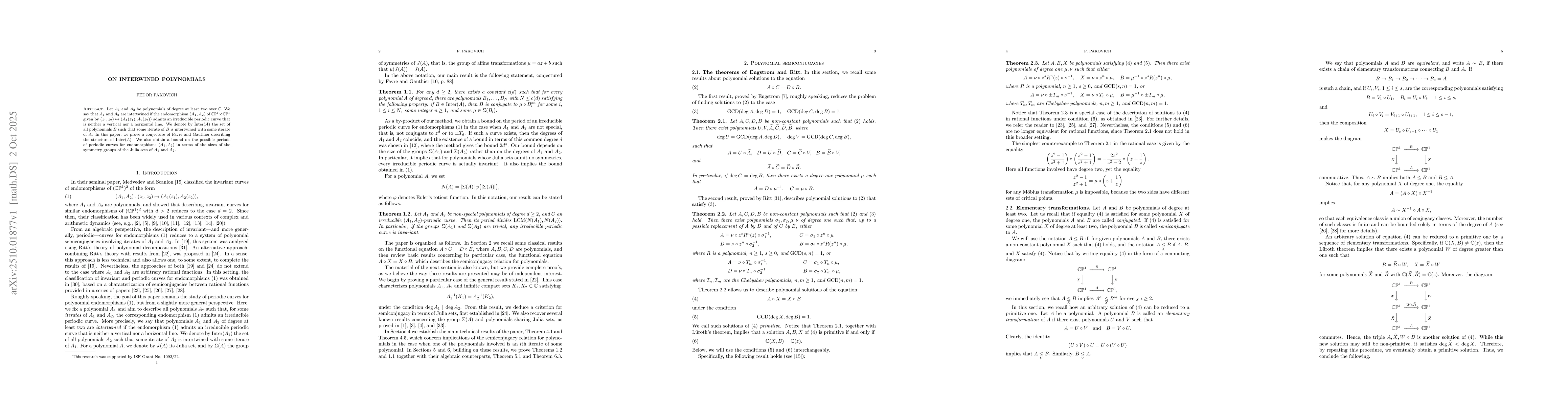 Thumbnail for On interwined polynomials